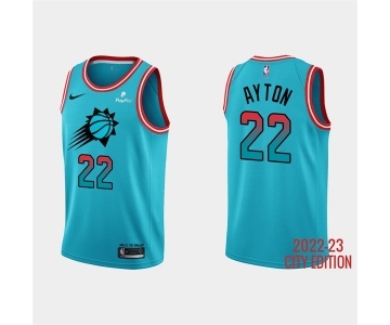 Men's Phoenix Suns #22 Deandre Ayton 2022-23 Blue City Edition Stitched Basketball Jersey