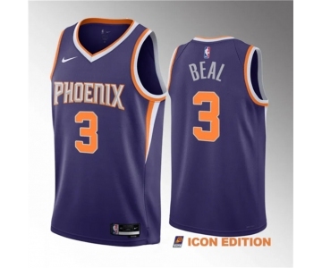 Men's Phoenix Suns #3 Bradley Beal Purple Icon Edition Stitched Basketball Jersey