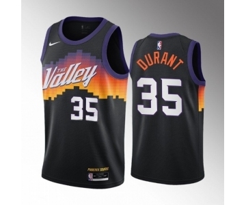 Men's Phoenix Suns #35 Kevin Durant Balck City Edition Stitched Basketball Jersey