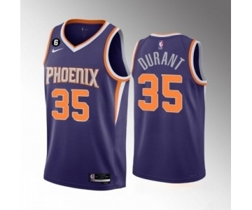 Men's Phoenix Suns #35 Kevin Durant Purple Icon Edition With NO.6 Patch Stitched Basketball Jersey