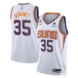 Men's Phoenix Suns #35 Kevin Durant White Association Edition With No.6 Patch Stitched Basketball Jersey