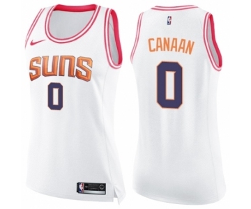 Women's Nike Phoenix Suns #0 Isaiah Canaan Swingman White Pink Fashion NBA Jersey