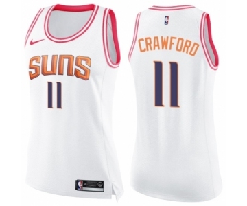 Women's Nike Phoenix Suns #11 Jamal Crawford Swingman White Pink Fashion NBA Jersey