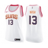 Women's Nike Phoenix Suns #13 Steve Nash Swingman White Pink Fashion NBA Jersey