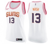 Women's Nike Phoenix Suns #13 Steve Nash Swingman White Pink Fashion NBA Jersey