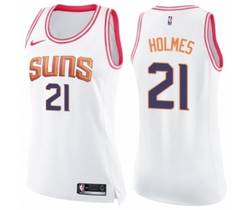 Women's Nike Phoenix Suns #21 Richaun Holmes Swingman White Pink Fashion NBA Jersey