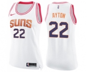 Women's Nike Phoenix Suns #22 Deandre Ayton Swingman White Pink Fashion NBA Jersey