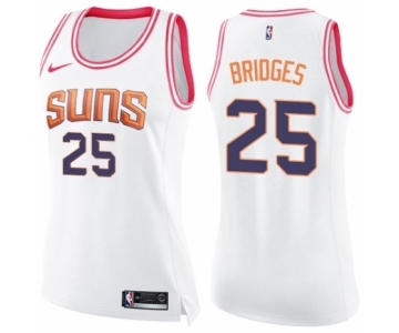 Women's Nike Phoenix Suns #25 Mikal Bridges Swingman White Pink Fashion NBA Jersey