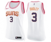 Women's Nike Phoenix Suns #3 Jared Dudley Swingman White Pink Fashion NBA Jersey