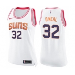 Women's Nike Phoenix Suns #32 Shaquille O'Neal Swingman White Pink Fashion NBA Jersey