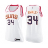 Women's Nike Phoenix Suns #34 Charles Barkley Swingman White Pink Fashion NBA Jersey