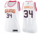 Women's Nike Phoenix Suns #34 Charles Barkley Swingman White Pink Fashion NBA Jersey