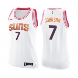 Women's Nike Phoenix Suns #7 Kevin Johnson Swingman White Pink Fashion NBA Jersey