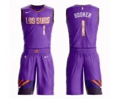 Women's Phoenix Suns #1 Devin Booker Swingman Purple Basketball Suit Jersey - City Edition