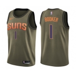 Youth Nike Phoenix Suns #1 Devin Booker Swingman Green Salute to Service NBA Jersey