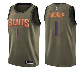 Youth Nike Phoenix Suns #1 Devin Booker Swingman Green Salute to Service NBA Jersey