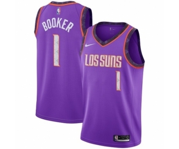 Youth Nike Phoenix Suns #1 Devin Booker Swingman Purple NBA Jersey - 2018-19 City Edition