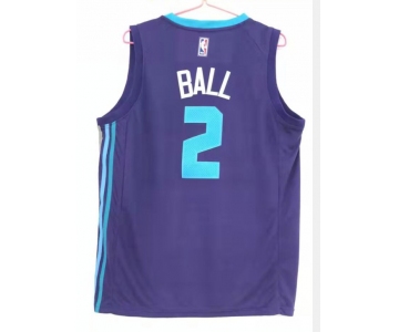 Men Charlotte Hornets #2 Ball  Purple 2021 New NBA Jersey