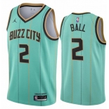 Men Charlotte Hornets #2 Ball Swingman Light blue Stripe  NBA Jersey 2020-2021 City Edition