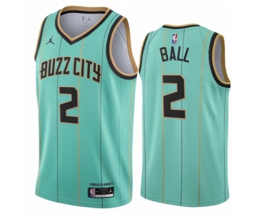 Men Charlotte Hornets #2 Ball Swingman Light blue Stripe  NBA Jersey 2020-2021 City Edition