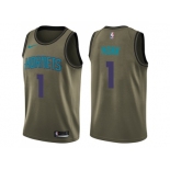 Men Nike Charlotte Hornets #1 Malik Monk Green Salute to Service NBA Swingman Jersey