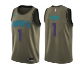 Men Nike Charlotte Hornets #1 Malik Monk Green Salute to Service NBA Swingman Jersey