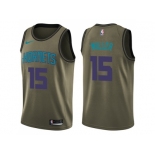 Men Nike Charlotte Hornets #15 Percy Miller Green Salute to Service NBA Swingman Jerse