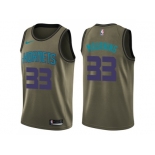 Men Nike Charlotte Hornets #33 Alonzo Mourning Green Salute to Service NBA Swingman Jersey