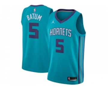 Men Nike Charlotte Hornets #5 Nicolas Batum Teal NBA Jordan Swingman Icon Edition Jersey