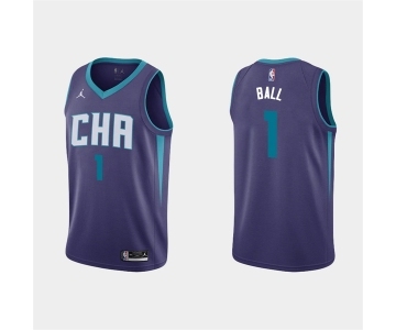 Men's Charlotte Hornets #1 LaMelo Ball 2022-23 Purple Stitched Basketball Jersey