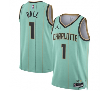 Men's Charlotte Hornets #1 LaMelo Ball Mint 2024-25 City Edition Stitched Basketball Jersey