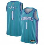 Men's Charlotte Hornets #1 LaMelo Ball Teal 2023-24 Classic Edition Stitched Basketball Jersey