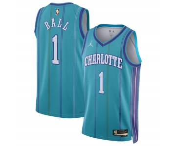 Men's Charlotte Hornets #1 LaMelo Ball Teal 2023-24 Classic Edition Stitched Basketball Jersey