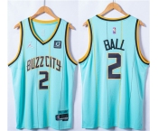 Men's Charlotte Hornets #2 LaMelo Ball Blue 75th Anniversary Stitched NBA Jersey