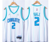 Men's Charlotte Hornets #2 LaMelo Ball White 75th Anniversary Stitched NBA Jersey