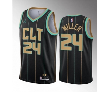 Men's Charlotte Hornets #24 Brandon Miller Black 2023 Draft City Edition Stitched Basketball Jersey