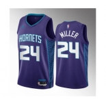 Men's Charlotte Hornets #24 Brandon Miller Purple 2023 Draft Statement Edition Stitched Basketball Jersey