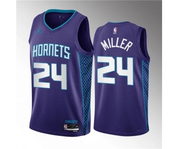 Men's Charlotte Hornets #24 Brandon Miller Purple 2023 Draft Statement Edition Stitched Basketball Jersey