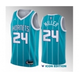 Men's Charlotte Hornets #24 Brandon Miller Teal 2023 Draft Icon Edition Stitched Basketball Jersey