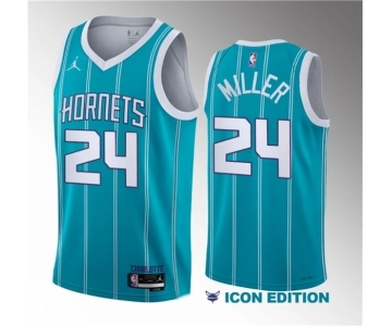 Men's Charlotte Hornets #24 Brandon Miller Teal 2023 Draft Icon Edition Stitched Basketball Jersey