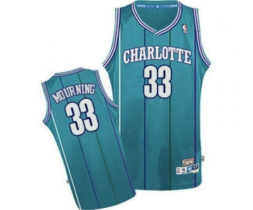 Men's Charlotte Hornets #33 Alonzo Mourning Authentic Light Blue Throwback Basketball Jersey