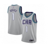 Men's Jordan Charlotte Hornets #1 Muggsy Bogues Authentic Gray Basketball Jersey - 2019-20 City Edition