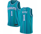 Men's Nike Jordan Charlotte Hornets #1 Malik Monk Swingman Aqua Hardwood Classics NBA Jersey