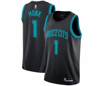 Men's Nike Jordan Charlotte Hornets #1 Malik Monk Swingman Black NBA Jersey - 2018-19 City Edition