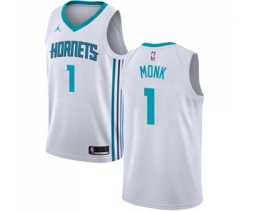 Men's Nike Jordan Charlotte Hornets #1 Malik Monk Swingman White NBA Jersey - Association Edition