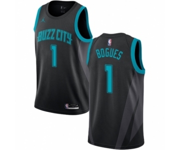 Men's Nike Jordan Charlotte Hornets #1 Muggsy Bogues Swingman Black NBA Jersey - 2018-19 City Edition