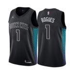 Men's Nike Jordan Charlotte Hornets #1 Muggsy Bogues Swingman Black NBA Jersey - City Edition