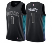 Men's Nike Jordan Charlotte Hornets #1 Muggsy Bogues Swingman Black NBA Jersey - City Edition