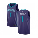 Men's Nike Jordan Charlotte Hornets #1 Muggsy Bogues Swingman Purple NBA Jersey Statement Edition