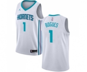 Men's Nike Jordan Charlotte Hornets #1 Muggsy Bogues Swingman White NBA Jersey - Association Edition